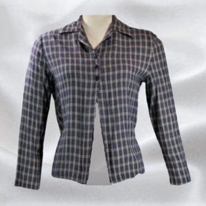 RIS Petite Blue Checkered Crop Top in Size Medium